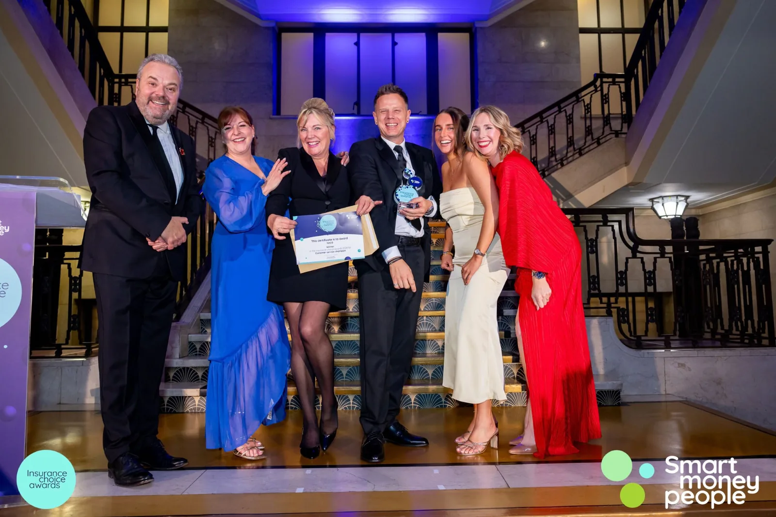 The NACO team collecting the Insurance Choice Award for Customer Service Champion