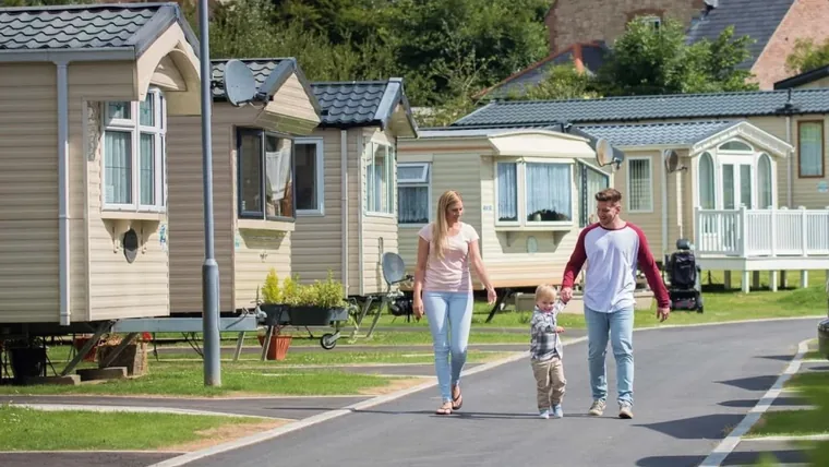 Caravan owners enjoying their holiday home